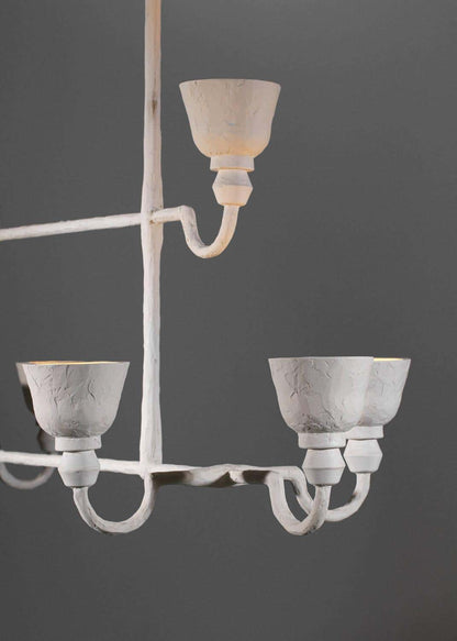 Large modern plaster chandelier inspired by Diego Giacometti 8 lamps