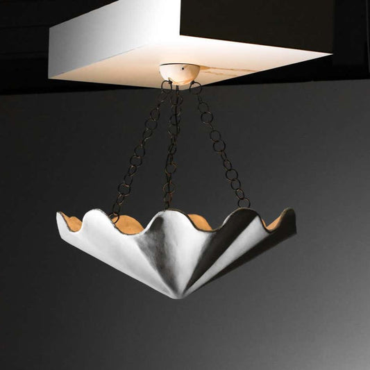 Large modern plaster shell chandelier in style of Diego Giacometti