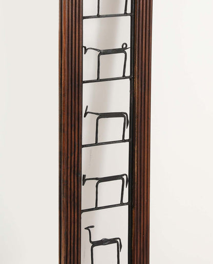 Frederic Weinberg Iron and Wood Figural Wall Mirror, circa 1950