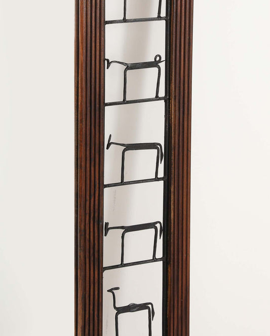 Frederic Weinberg Iron and Wood Figural Wall Mirror, circa 1950
