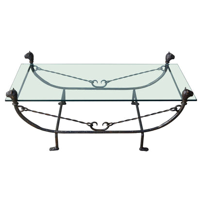 Bronze and Forged Iron Coffee Table in the Style of Diego Giacometti