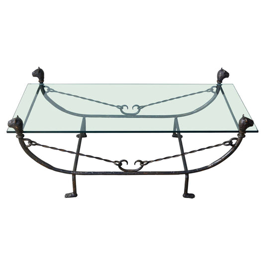 Bronze and Forged Iron Coffee Table in the Style of Diego Giacometti