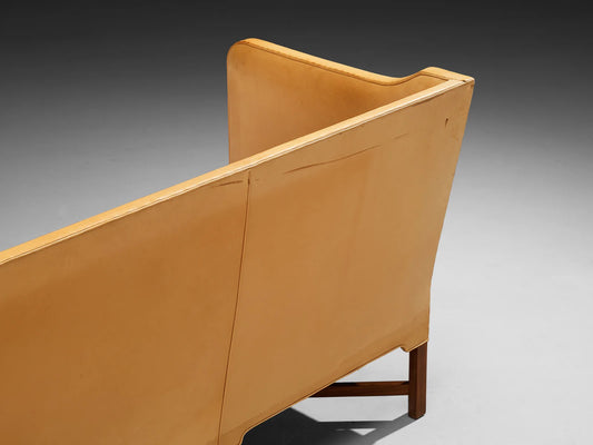 Kaare Klint for Rud Rasmussen Sofa in Camel Leather and Mahogany