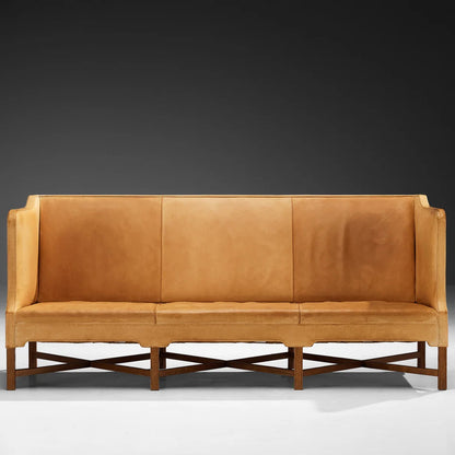 Kaare Klint for Rud Rasmussen Sofa in Camel Leather and Mahogany
