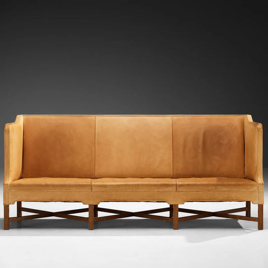 Kaare Klint for Rud Rasmussen Sofa in Camel Leather and Mahogany