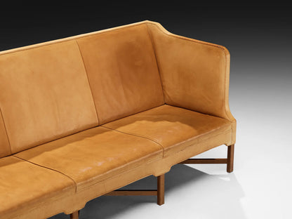 Kaare Klint for Rud Rasmussen Sofa in Camel Leather and Mahogany
