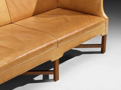 Kaare Klint for Rud Rasmussen Sofa in Camel Leather and Mahogany