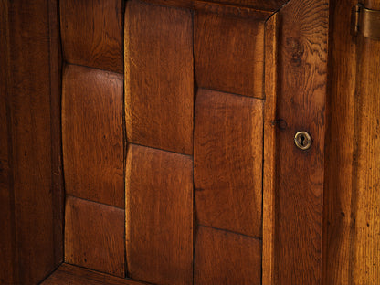 1930s French Art Deco Sideboard in Solid Oak and Brass