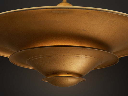 Rare 1930s Louis Poulsen Ceiling Light in Golden Painted Metal