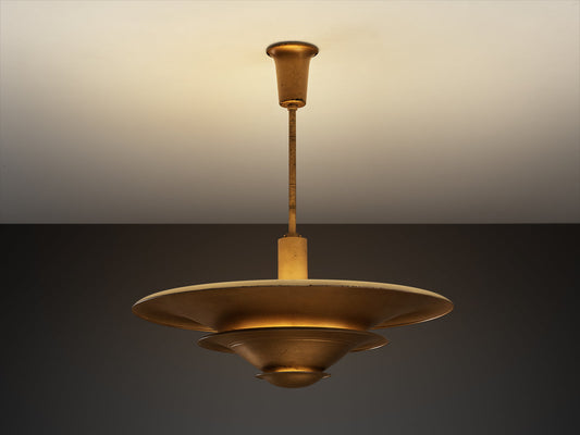 Rare 1930s Louis Poulsen Ceiling Light in Golden Painted Metal
