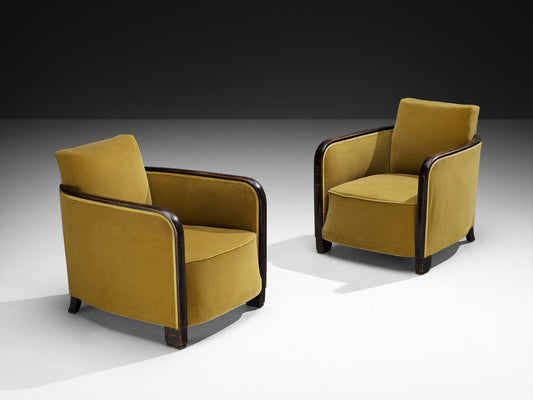 Rare Maison Soubrier Pair of Late 1920s Art Deco Armchairs