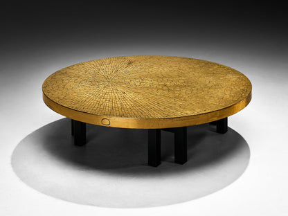 Jean Claude Dresse Mosaic Coffee Table in Brass