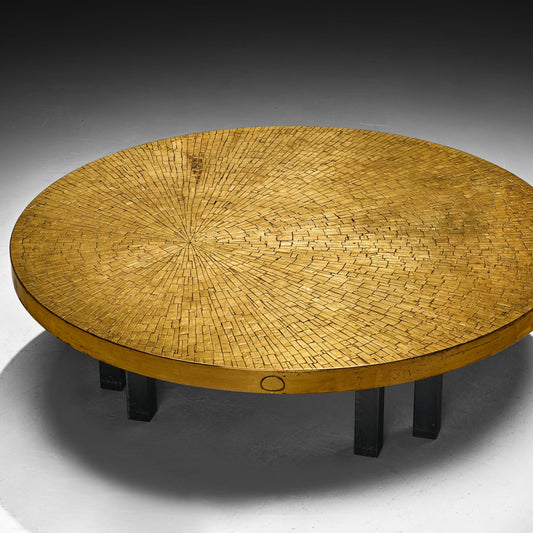 Jean Claude Dresse Mosaic Coffee Table in Brass