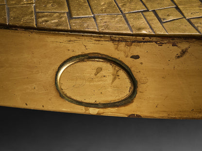 Jean Claude Dresse Mosaic Coffee Table in Brass