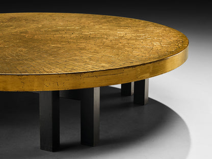 Jean Claude Dresse Mosaic Coffee Table in Brass