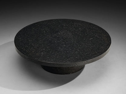 Resin Brutalist Round Coffee Table in Black