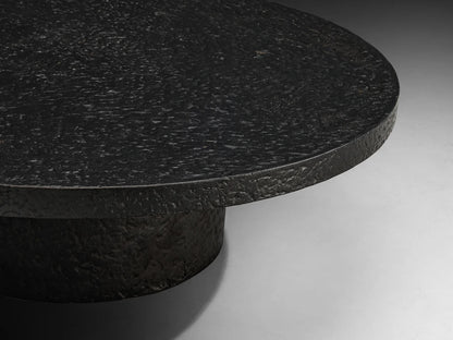 Resin Brutalist Round Coffee Table in Black