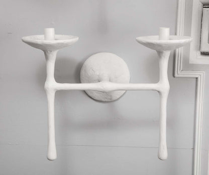 Custom Pair of Two-Arm Plaster Sconces in the Giacometti Manner