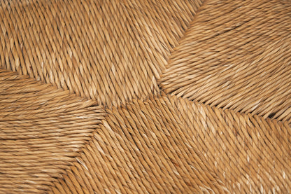 A Pair of Oak and Woven Rush High Back Armchairs, France 1940s