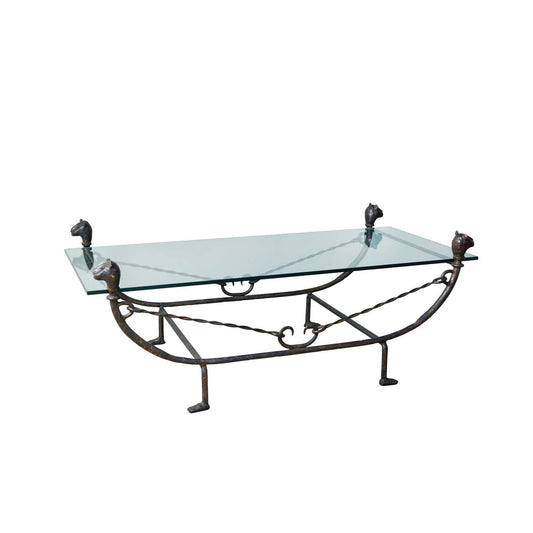 Bronze and Forged Iron Coffee Table in the Style of Diego Giacometti