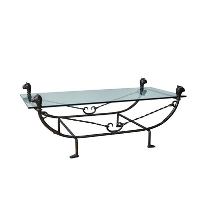 Bronze and Forged Iron Coffee Table in the Style of Diego Giacometti