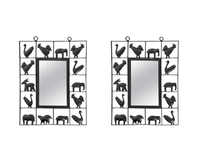Pair of wrought iron mirrors, Atelier Marolles & Jean Touret