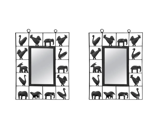 Pair of wrought iron mirrors, Atelier Marolles & Jean Touret