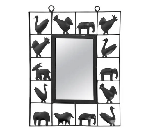 Pair of wrought iron mirrors, Atelier Marolles & Jean Touret
