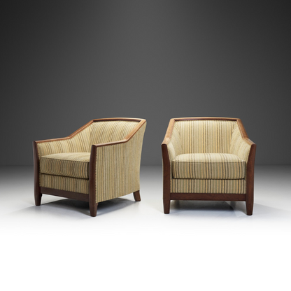 A Pair of Modernist Upholstered Armchairs by Burov, France Mid-20th century