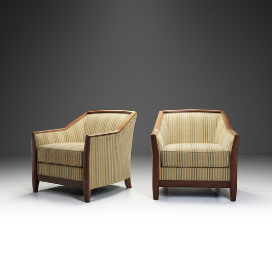 A Pair of Modernist Upholstered Armchairs by Burov, France Mid-20th century