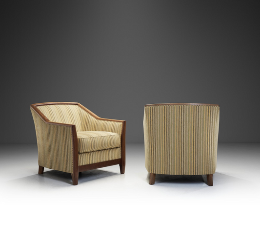 A Pair of Modernist Upholstered Armchairs by Burov, France Mid-20th century