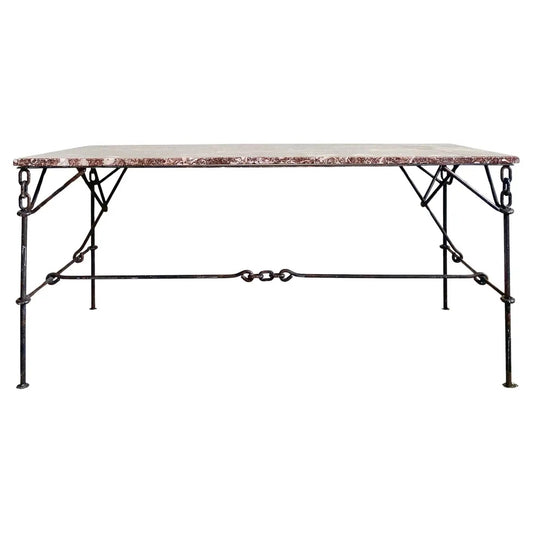 Iron Chain Marble Desk / Console Table Franz West Style