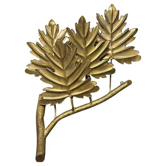 Large "Maple Branch" Bronze Wall Sconce, Italy, ca.1960s
