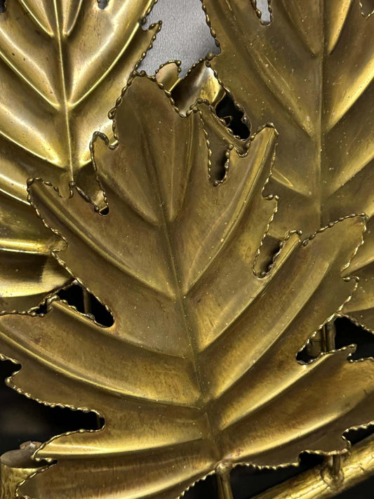 Large "Maple Branch" Bronze Wall Sconce, Italy, ca.1960s